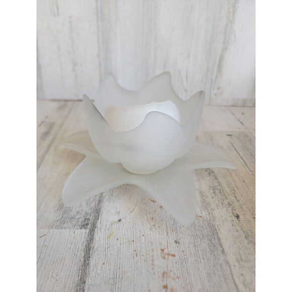Vintage‎ frosted glass flower candle holder Unique home decor - Picture 6 of 9
